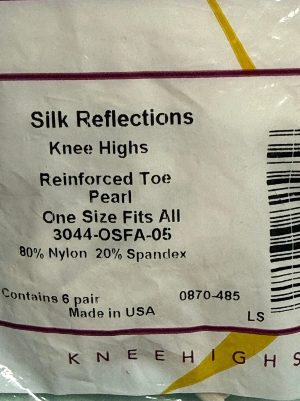 Hanes Silk Reflections 6 pair Knee Highs Pearl or Navy Reinforced Toe New